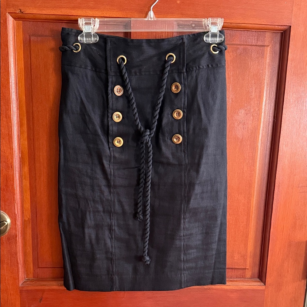 Betsey Johnson Black Pencil Skirt with Rope Detail